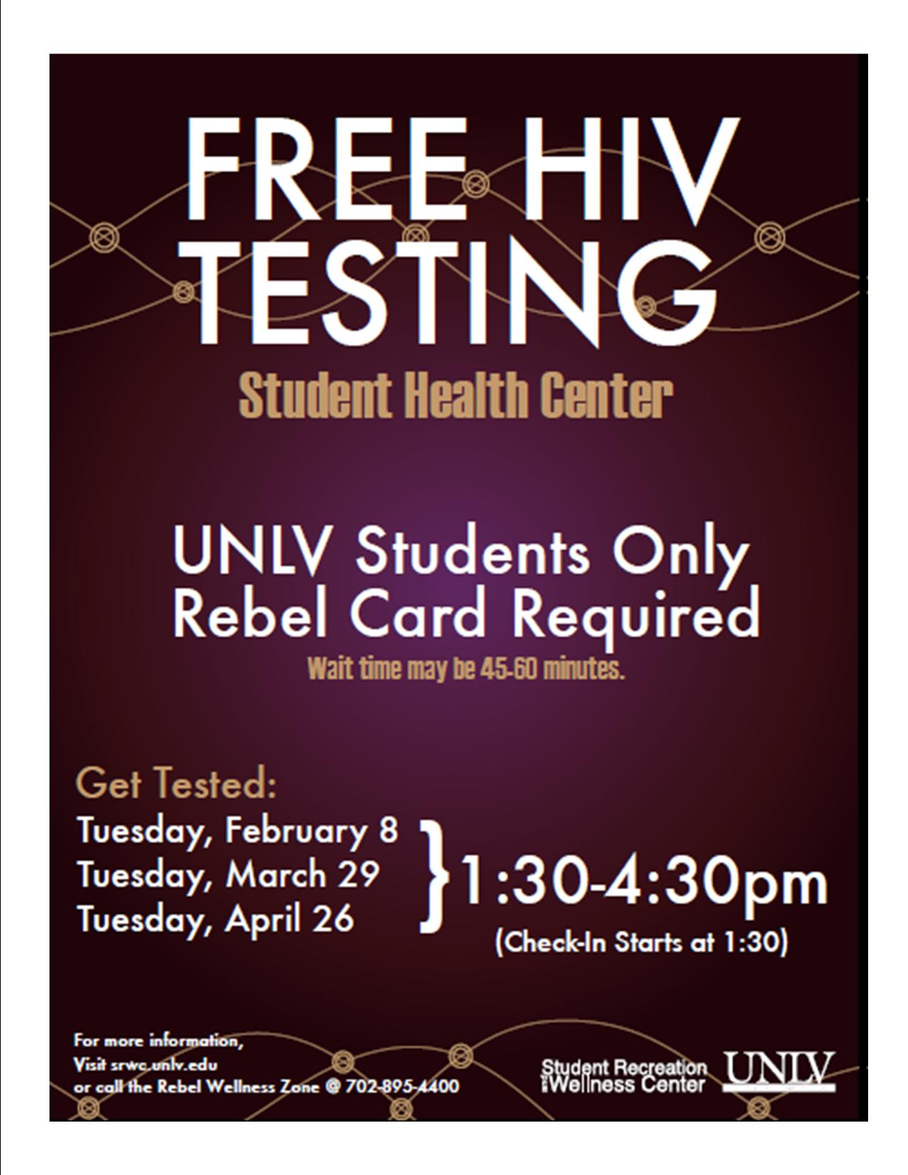 Free HIV Testing for UNLV Students Calendar University of Nevada